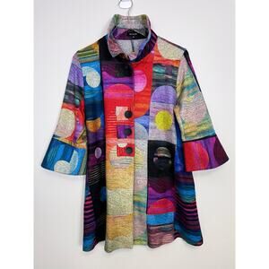 Damee Multicolored Abstarct Moon Astrology Wire Collar Artsy Jacket Medium
